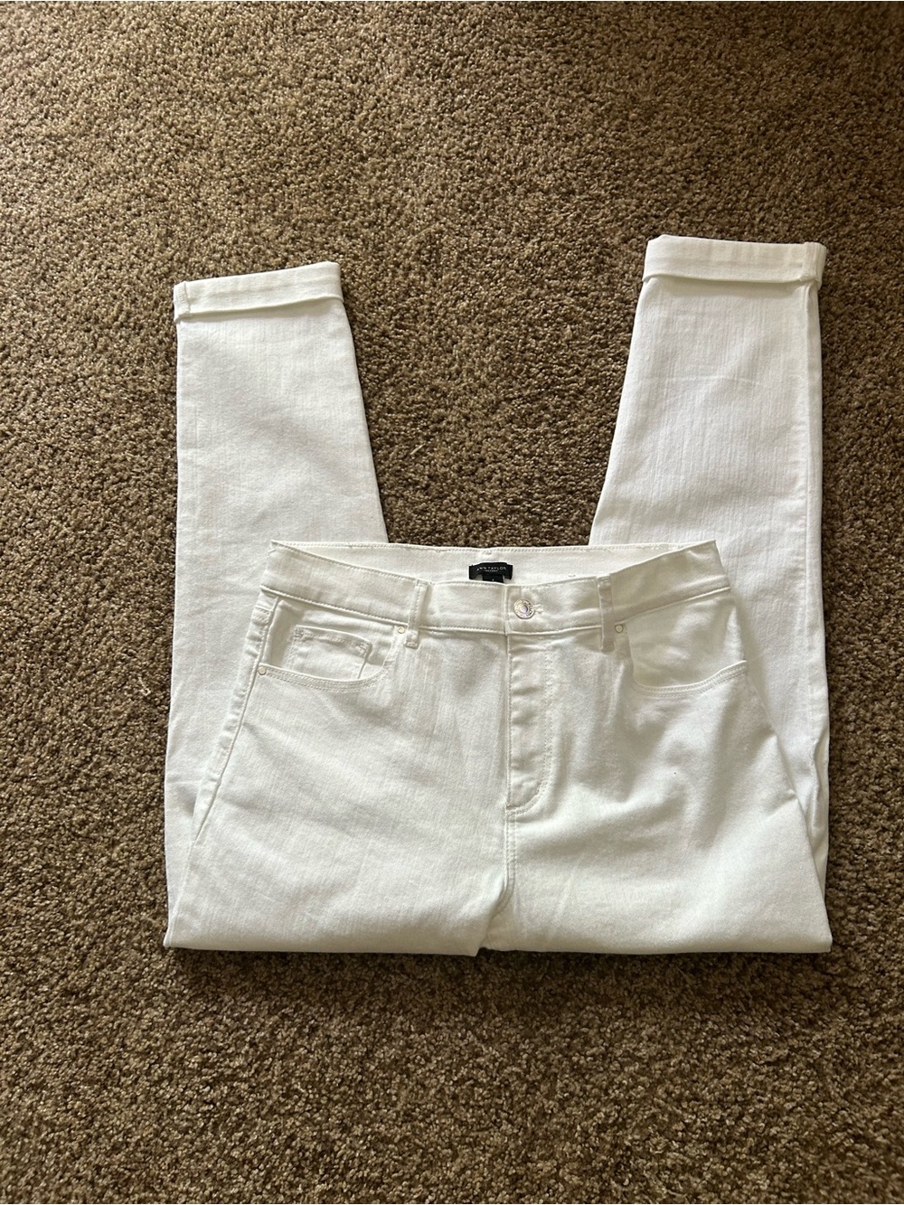 Ann Taylor White High-Rise Skinny Jeans